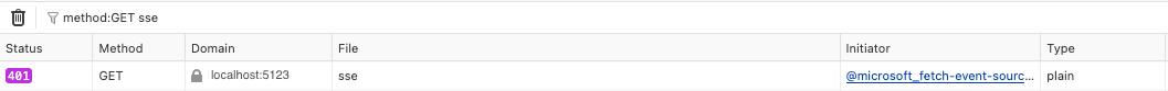 The error on the dev tool